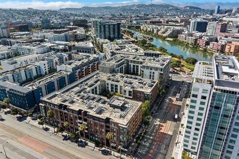 Channel Mission Bay drone building exterior