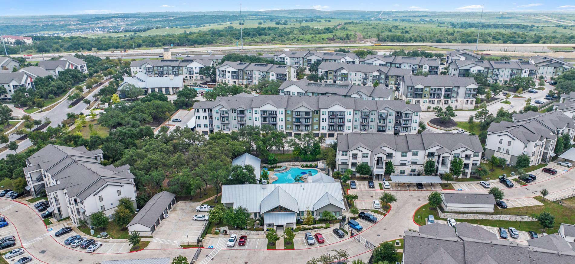 Estancia Villas drone building exterior