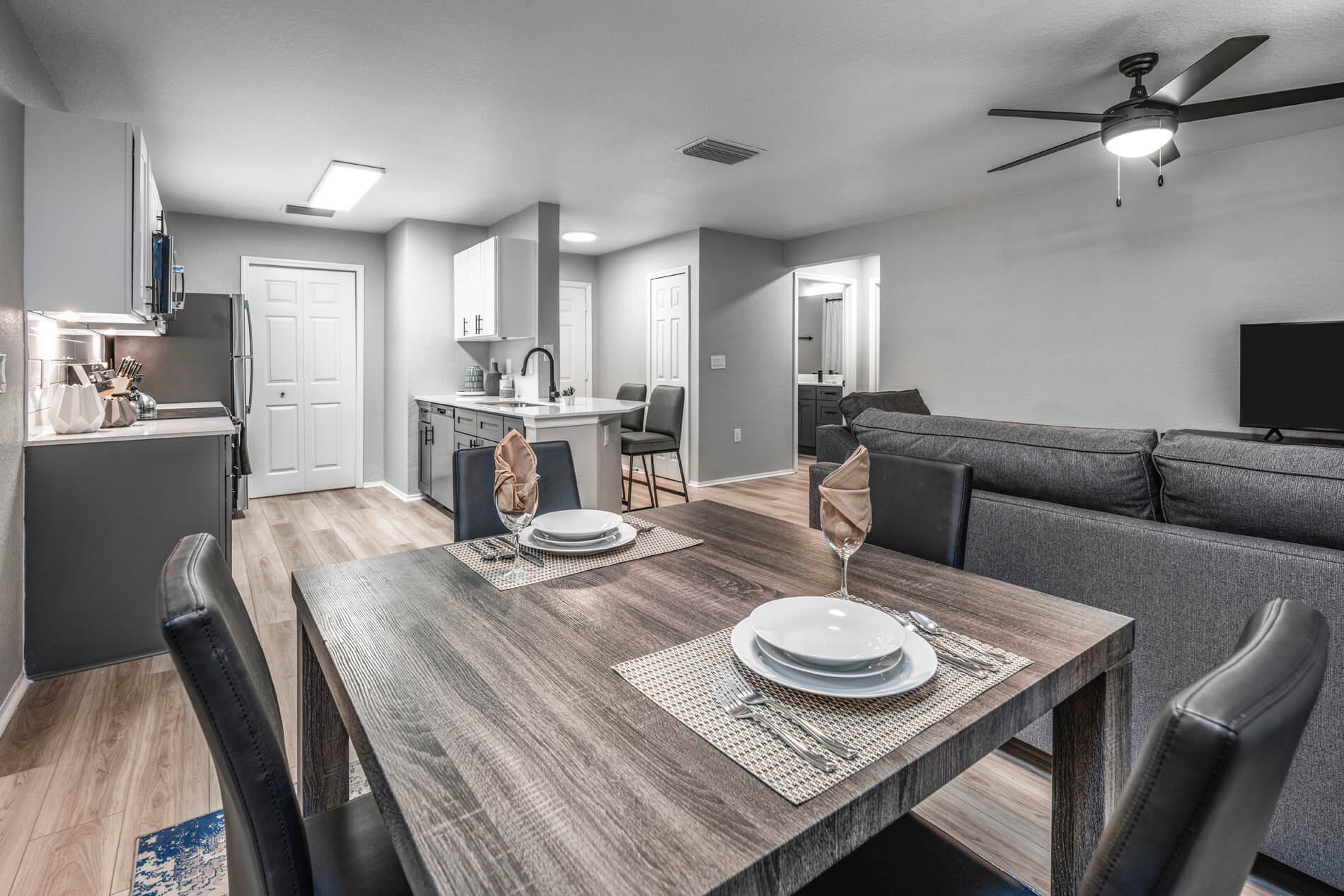 MacAlpine Place staged kitchen and dining room