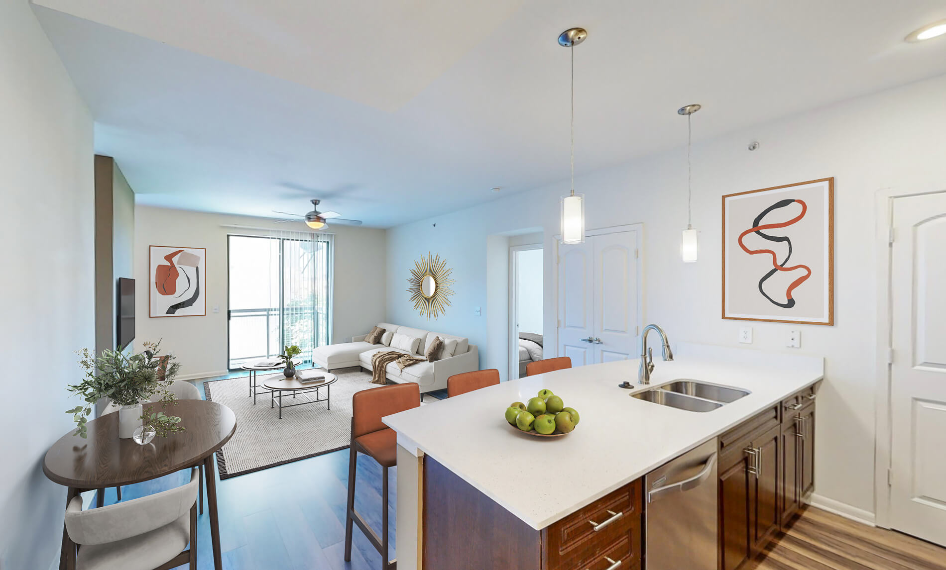 Residences at the Domain Living Dining staged