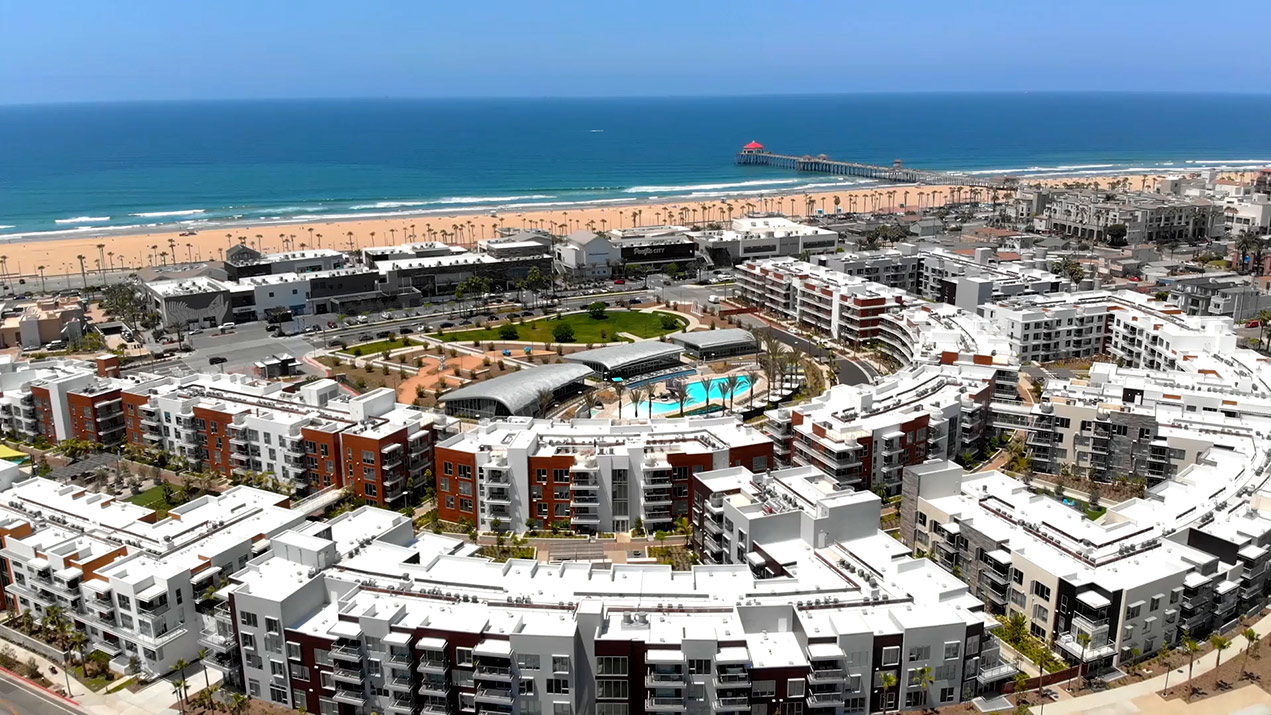 The Residences at Pacific City drone building exterior