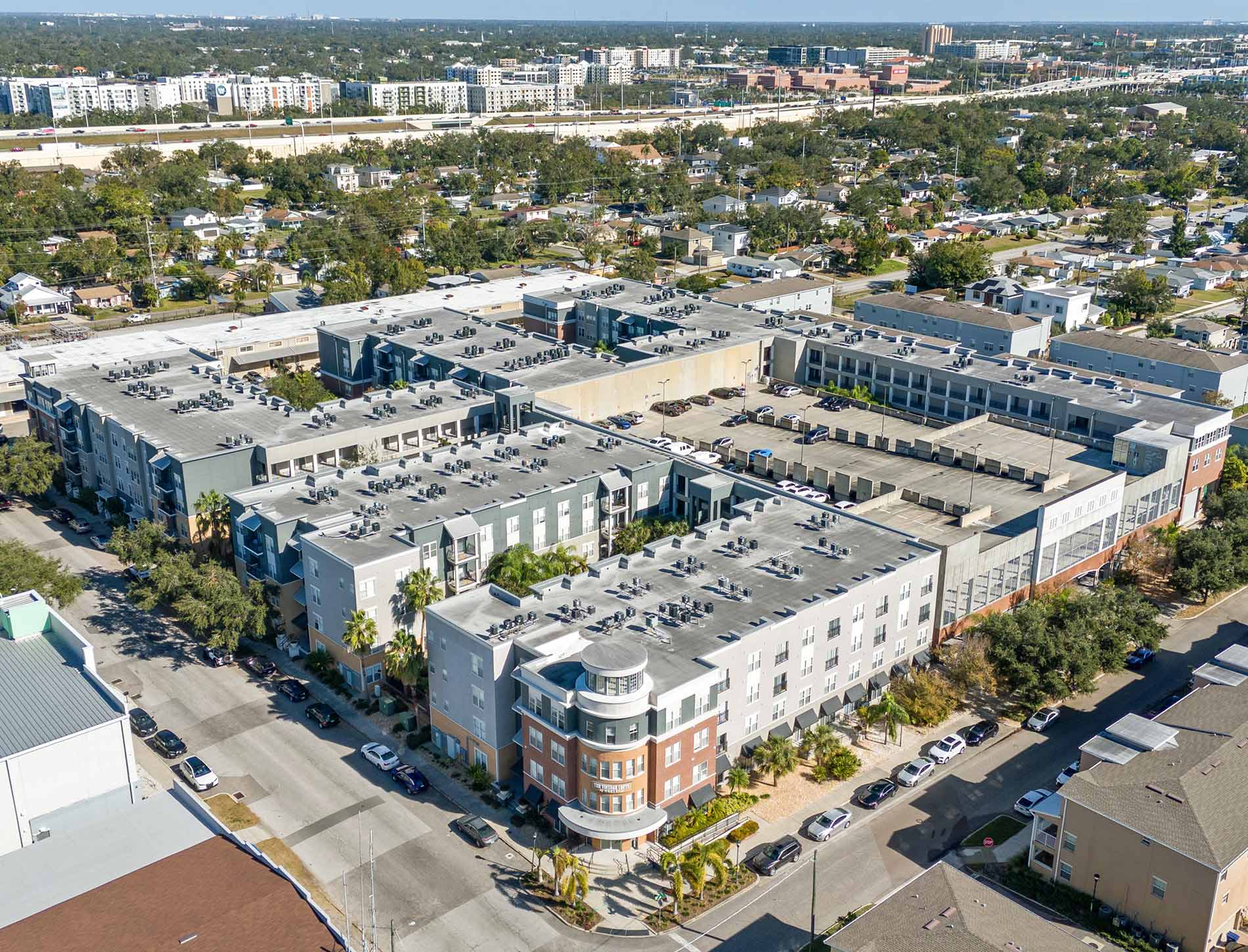 Vintage Lofts at West End drone building exterior