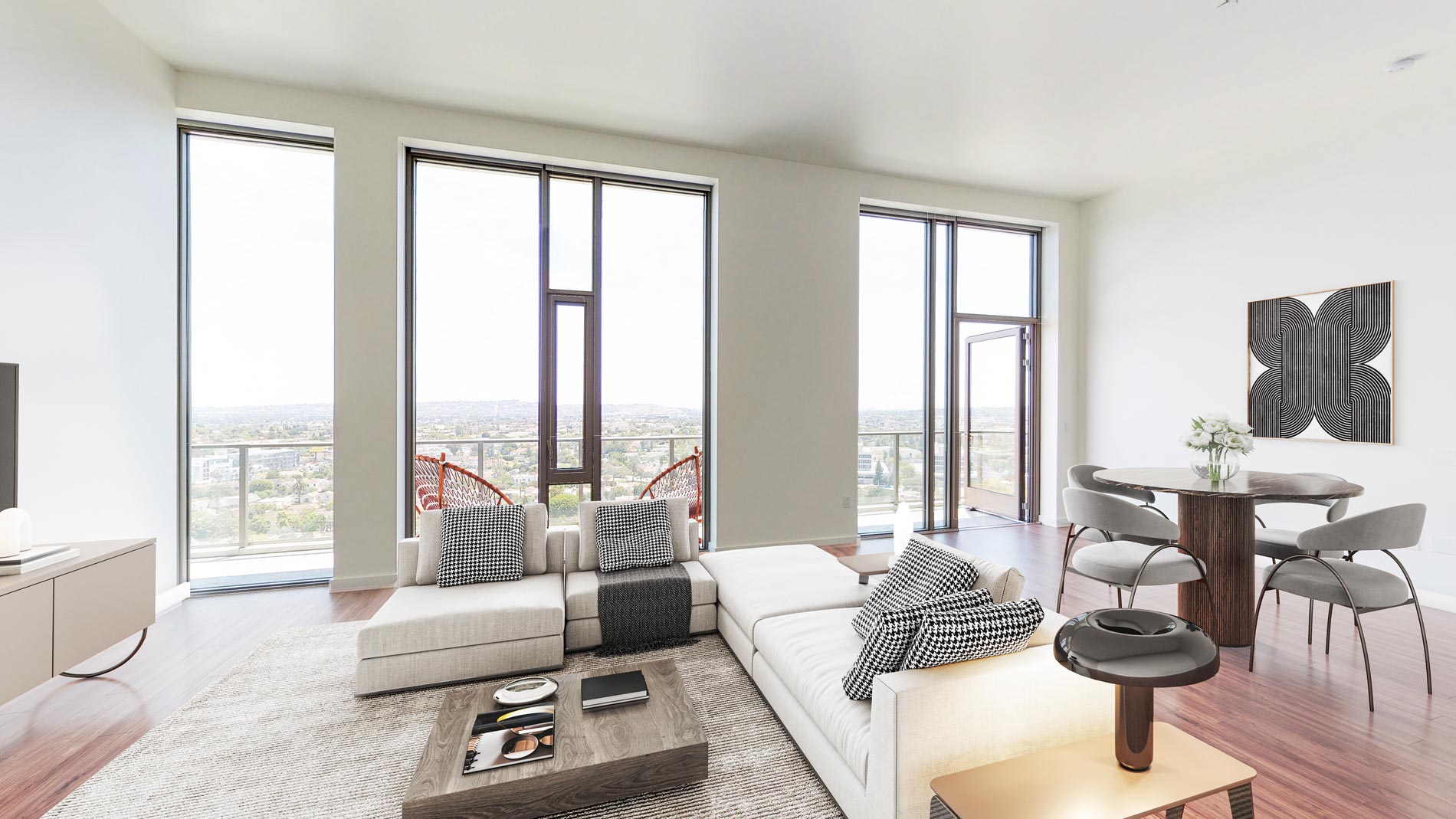 Vision on Wilshire Living Dining room staged